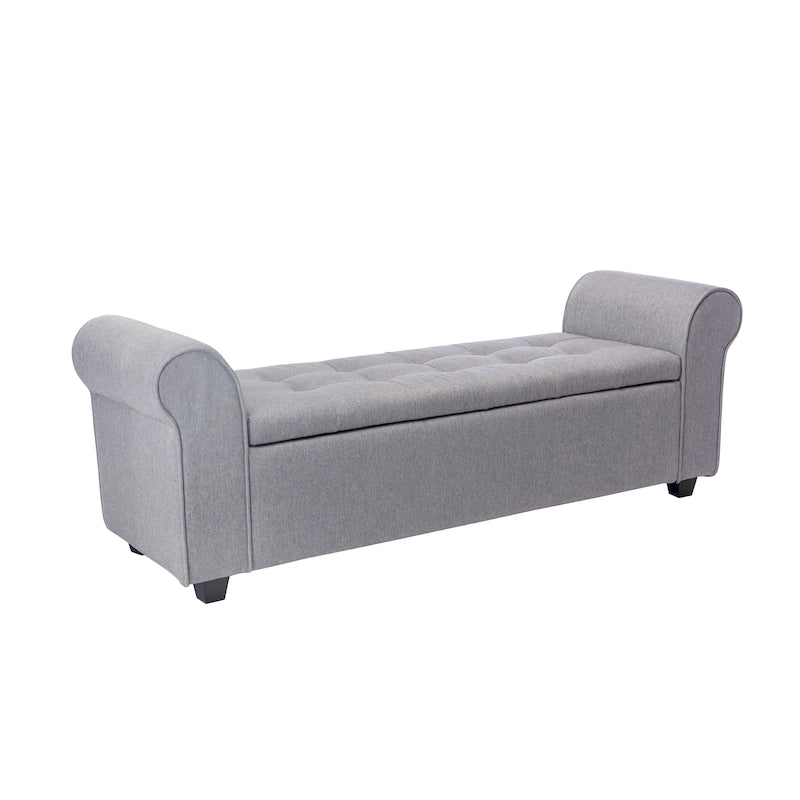 Banc de rangement, Accoudoirs roulés, Rembourrage en tissu