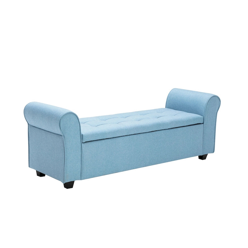 Banc de rangement, Accoudoirs roulés, Rembourrage en tissu