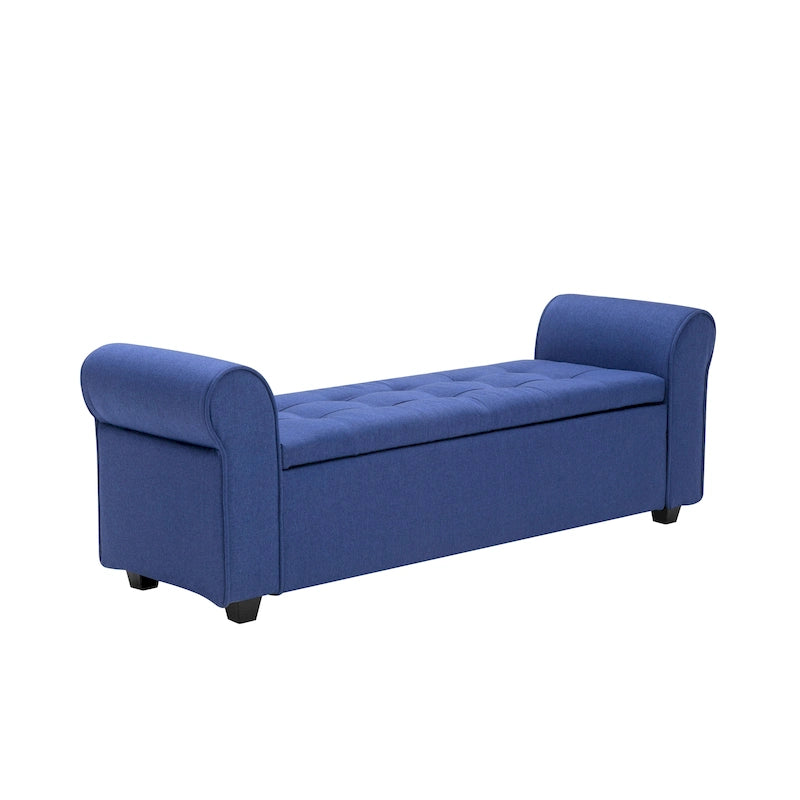 Banc de rangement, Accoudoirs roulés, Rembourrage en tissu