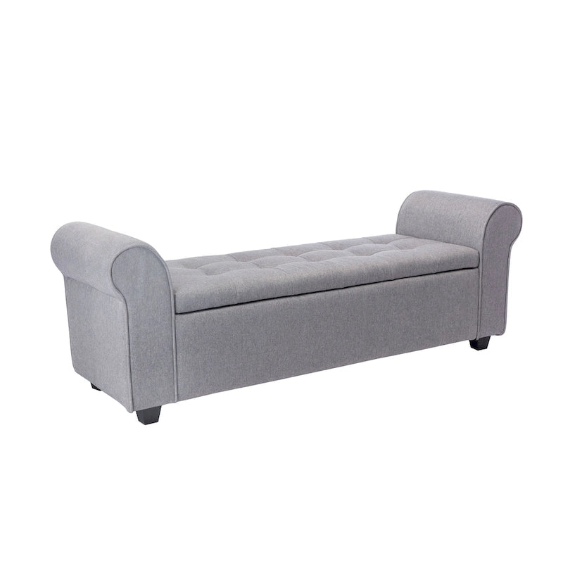 Banc de rangement, Accoudoirs roulés, Rembourrage en tissu