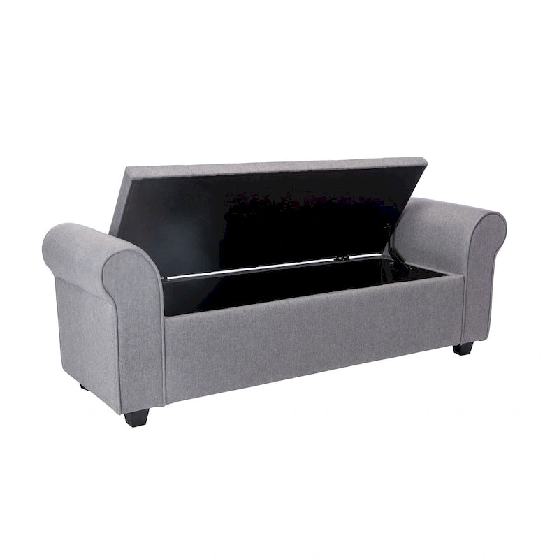 Banc de rangement, Accoudoirs roulés, Rembourrage en tissu