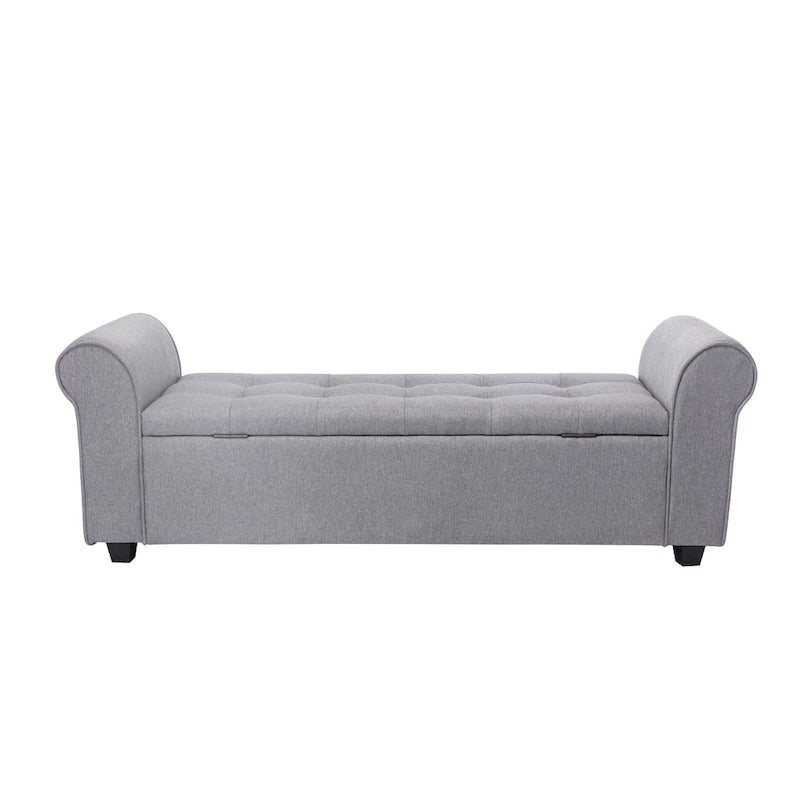 Banc de rangement, Accoudoirs roulés, Rembourrage en tissu