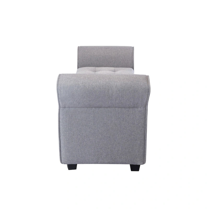 Banc de rangement, Accoudoirs roulés, Rembourrage en tissu