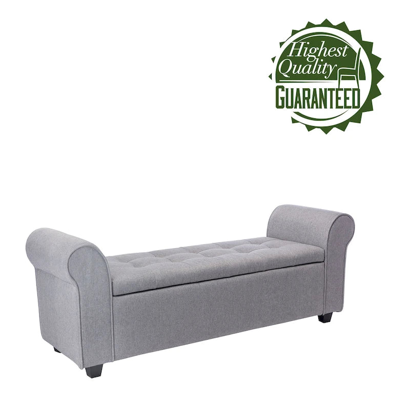 Banc de rangement, Accoudoirs roulés, Rembourrage en tissu