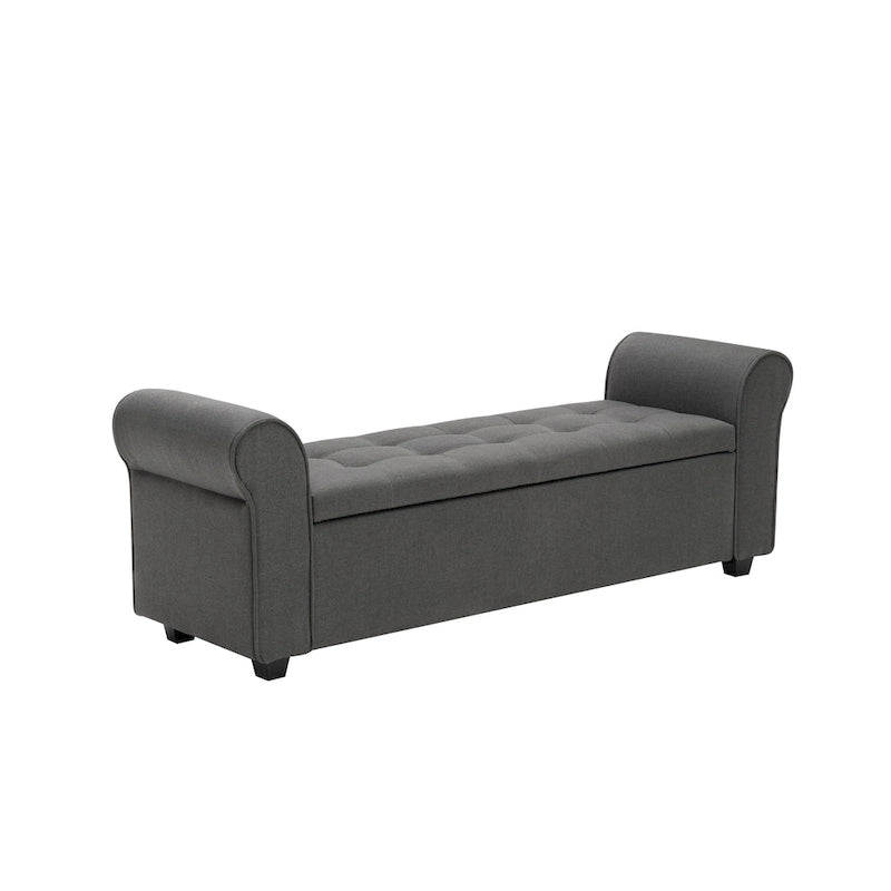 Banc de rangement, Accoudoirs roulés, Rembourrage en tissu
