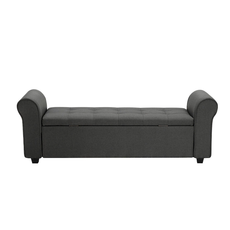 Banc de rangement, Accoudoirs roulés, Rembourrage en tissu