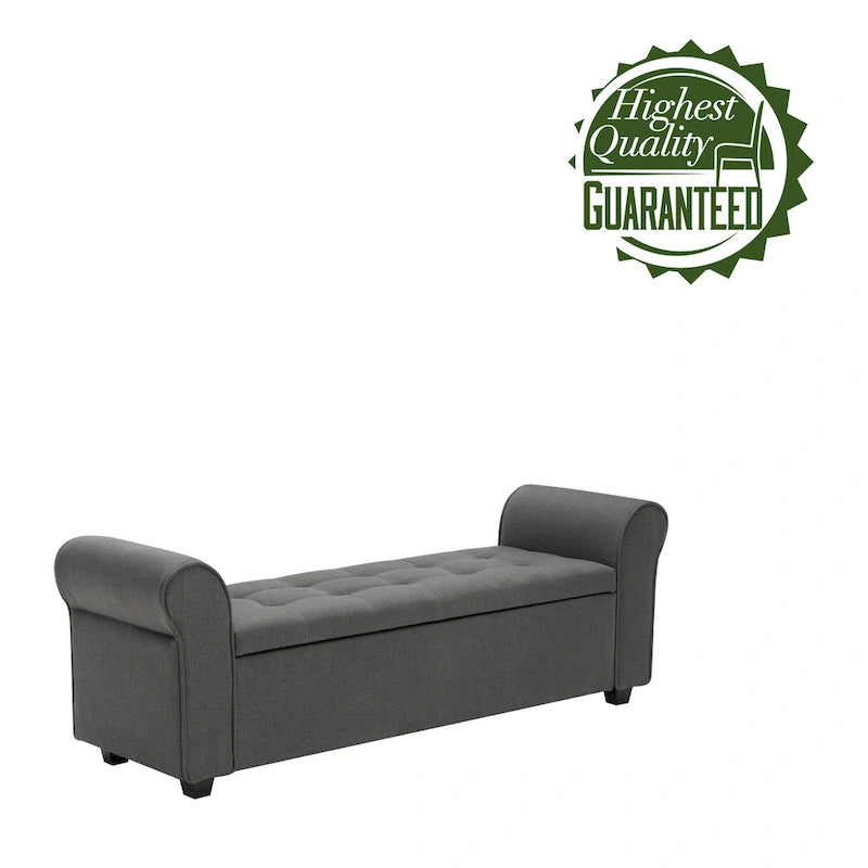 Banc de rangement, Accoudoirs roulés, Rembourrage en tissu
