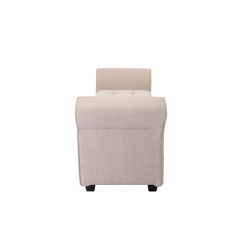 Banc de rangement, Accoudoirs roulés, Rembourrage en tissu