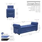Banc de rangement, Accoudoirs roulés, Rembourrage en tissu