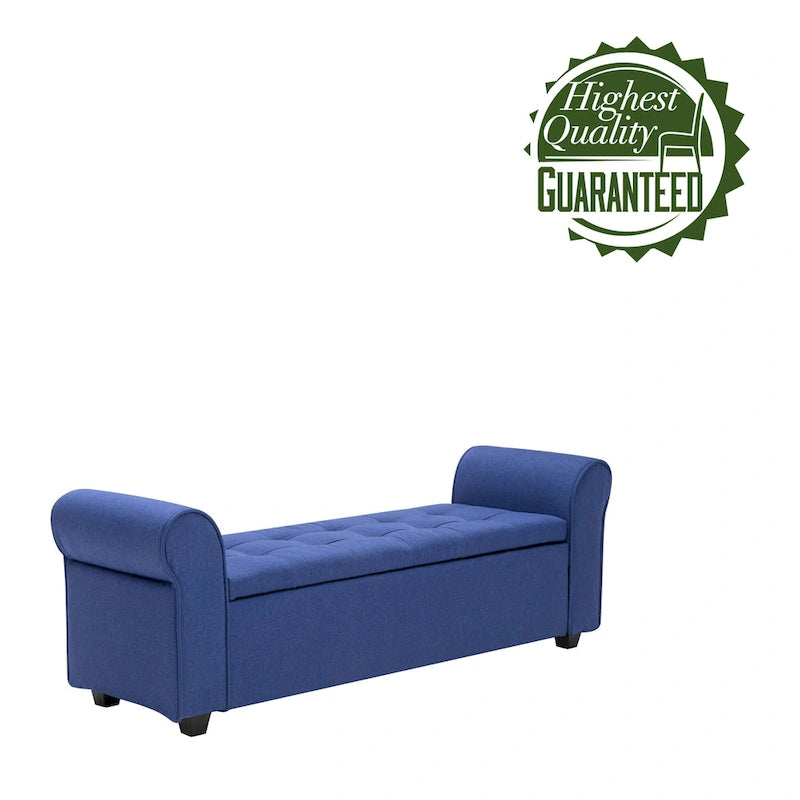 Banc de rangement, Accoudoirs roulés, Rembourrage en tissu