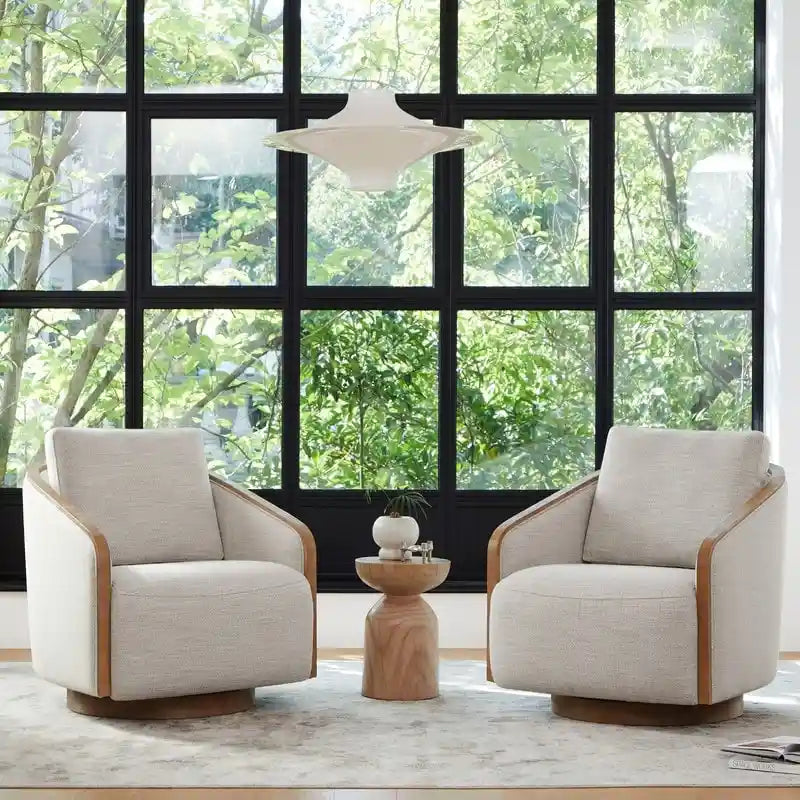 Fauteuil d'appoint pivotant baquet rembourré moderne pour salon