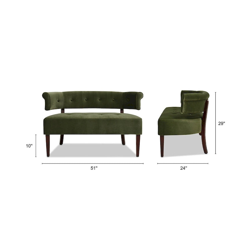 Banquette causeuse touffetée 51 (moderne, avec accoudoirs encastrés)