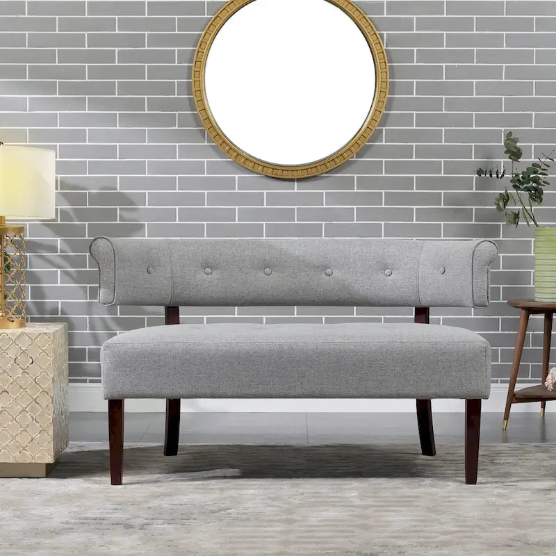 Banquette causeuse touffetée 51 (moderne, avec accoudoirs encastrés)