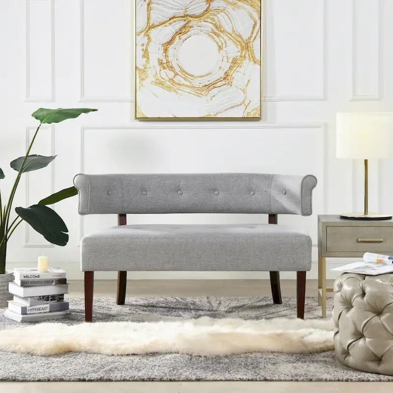 Banquette causeuse touffetée 51 (moderne, avec accoudoirs encastrés)
