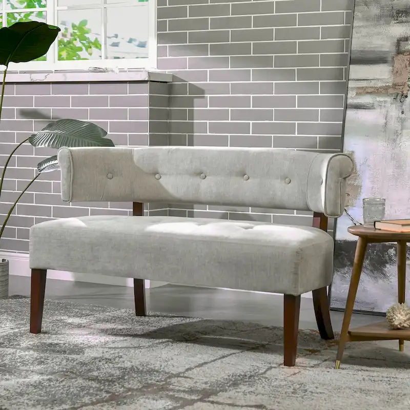 Banquette causeuse touffetée 51 (moderne, avec accoudoirs encastrés)