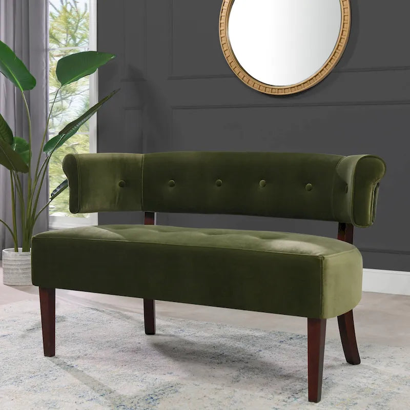 Banquette causeuse touffetée 51 (moderne, avec accoudoirs encastrés)