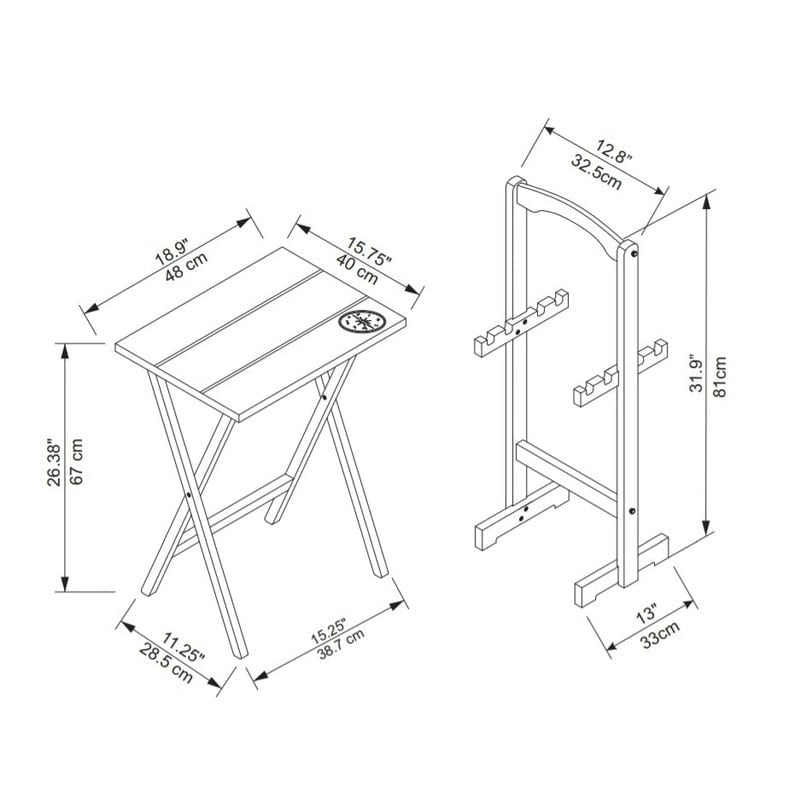 Ensemble de tables de service TV Opal Compass