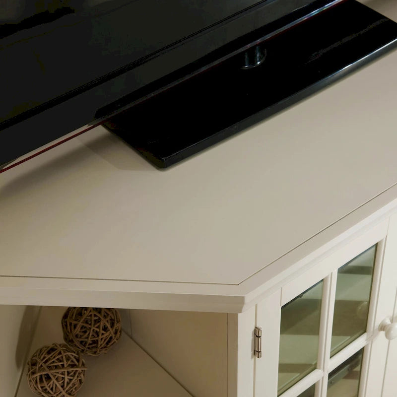 Meuble TV d'angle en bois massif à deux portes