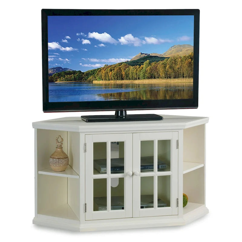 Meuble TV d'angle en bois massif à deux portes