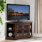 Meuble TV d'angle en bois massif à deux portes