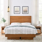 Tête de lit en bois massif pour lit Queen/King avec design à panneau plat, à assortir avec notre cadre de lit flottant, Teck