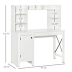 Bureau d'ordinateur de ferme avec étagère supérieure et armoire, Bureau de télétravail avec rangement, pour l'étude