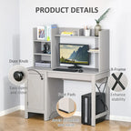 Bureau d'ordinateur de ferme avec étagère supérieure et armoire, Bureau de télétravail avec rangement, pour l'étude