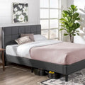Priage by ZINUS Grey Upholstered Square Stitched Platform Bed Frame