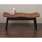 Banc en teck et osier naturel tressé à la main