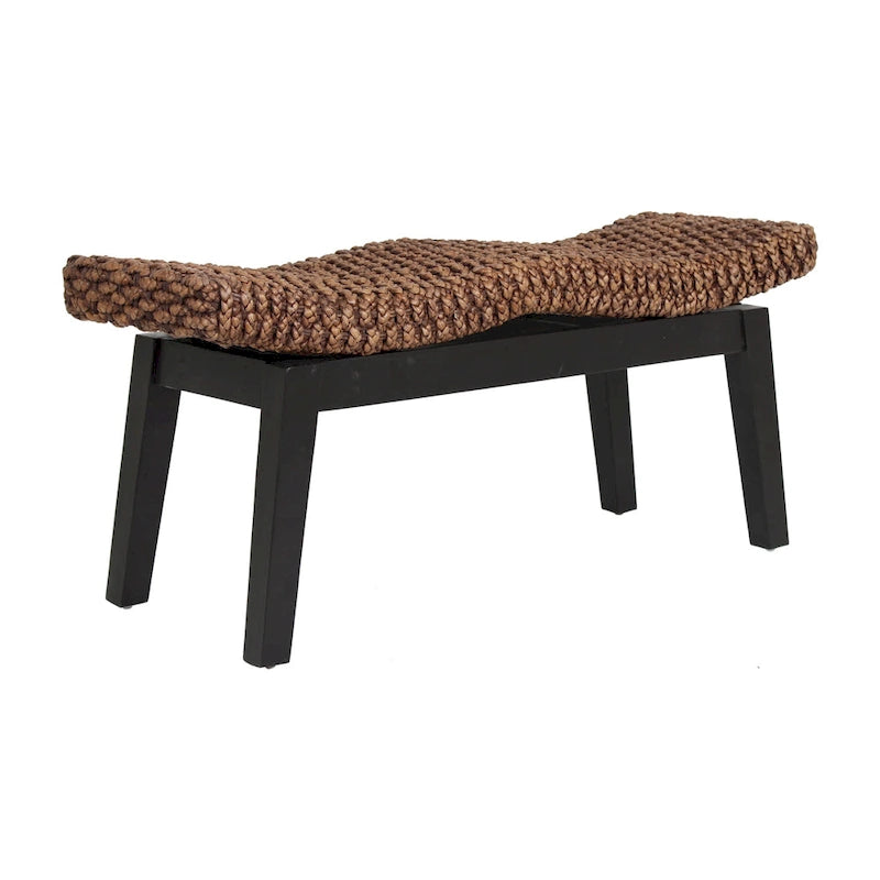 Banc en teck et osier naturel tressé à la main