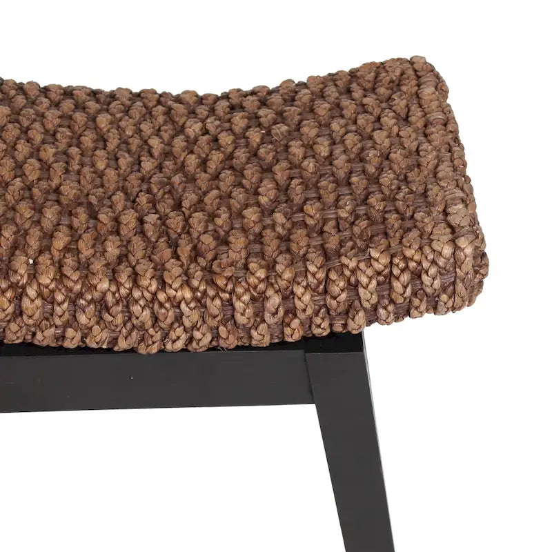 Banc en teck et osier naturel tressé à la main
