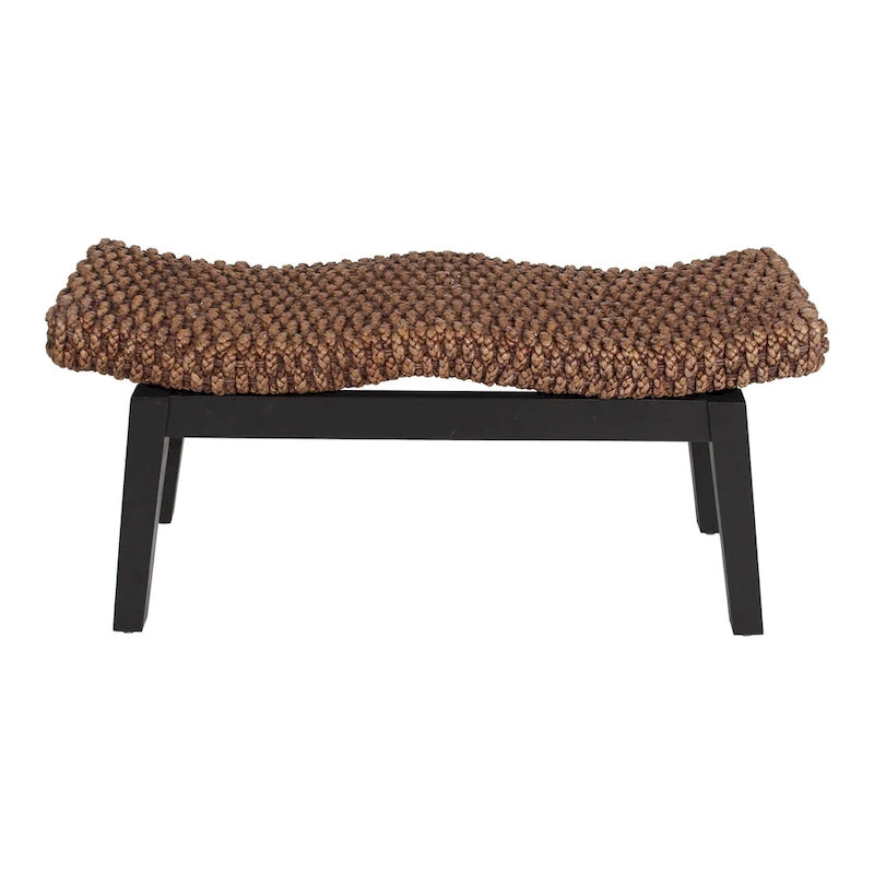 Banc en teck et osier naturel tressé à la main