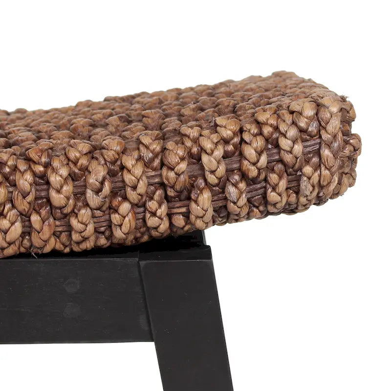 Banc en teck et osier naturel tressé à la main