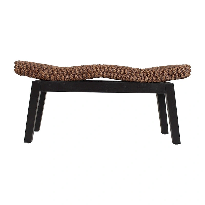 Banc en teck et osier naturel tressé à la main
