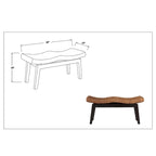 Banc en teck et osier naturel tressé à la main