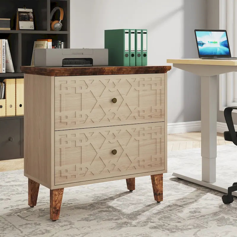 Meuble de classement latéral à 2 tiroirs, armoire de classement de bureau pour dossiers A4 / format lettre / format légal