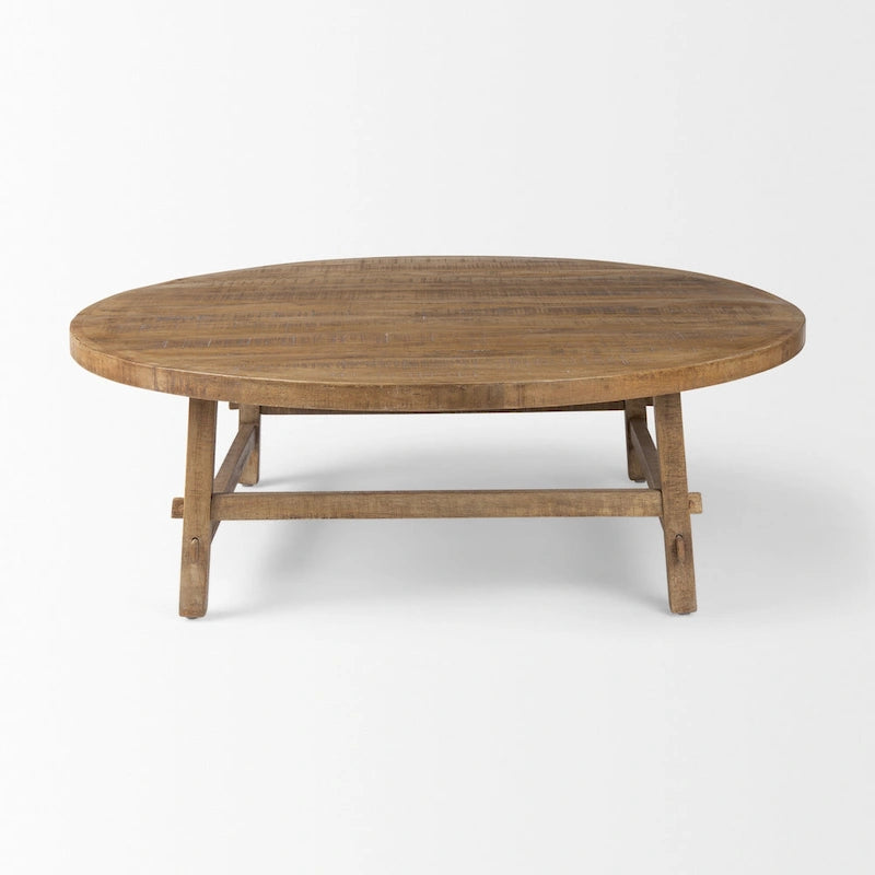Table basse ronde 48'' en bois massif marron moyen - 48L x 48l x 16H