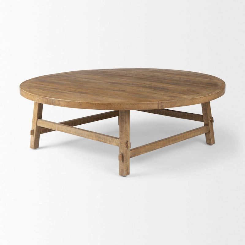 Table basse ronde 48'' en bois massif marron moyen - 48L x 48l x 16H