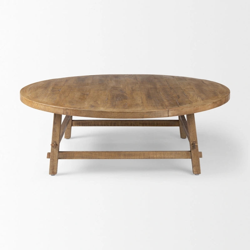Table basse ronde 48'' en bois massif marron moyen - 48L x 48l x 16H