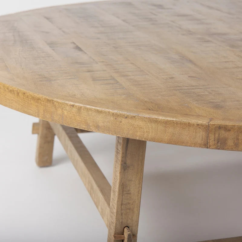 Table basse ronde 48'' en bois massif marron moyen - 48L x 48l x 16H