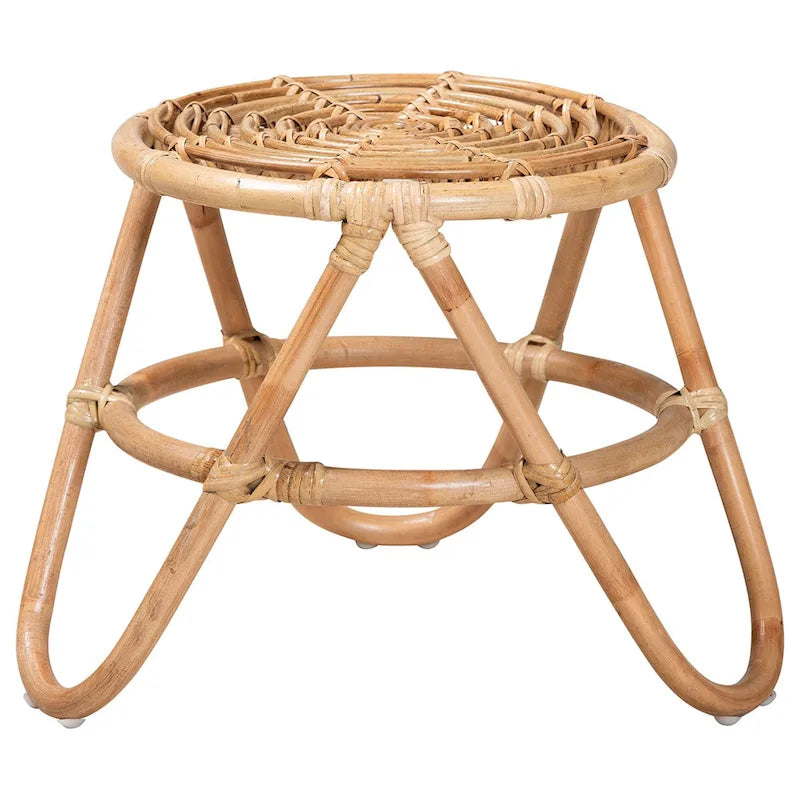Table d'appoint en rotin marron naturel bohème moderne
