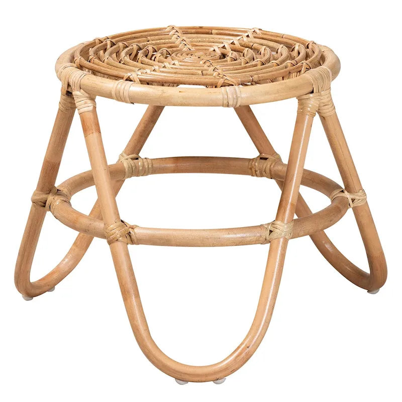 Table d'appoint en rotin marron naturel bohème moderne