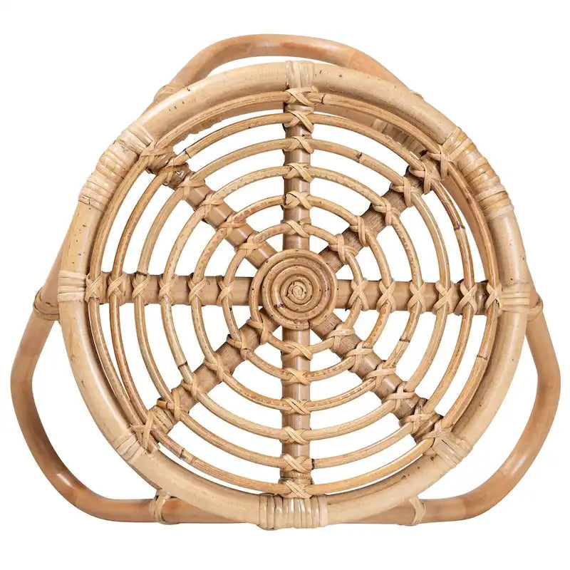 Table d'appoint en rotin marron naturel bohème moderne