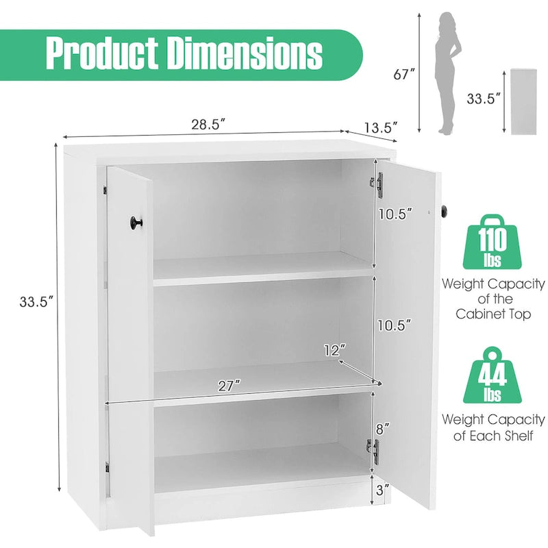 Meuble de Rangement 2 Portes avec 3 Étagères - Voir Détails