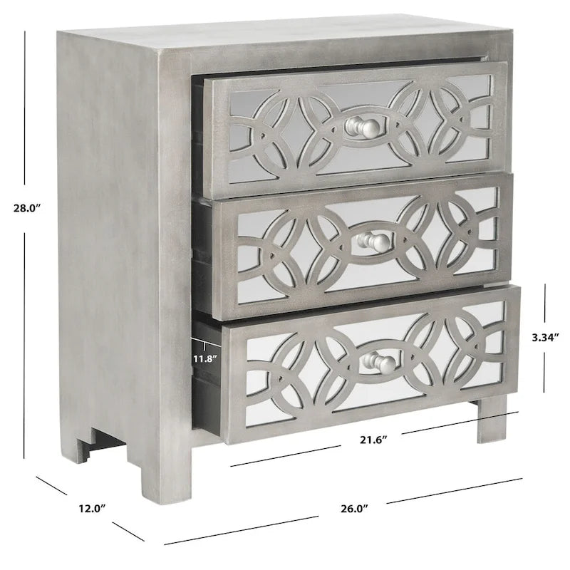 Commode à 3 tiroirs Nairne Grise - 26Lx12Px28H