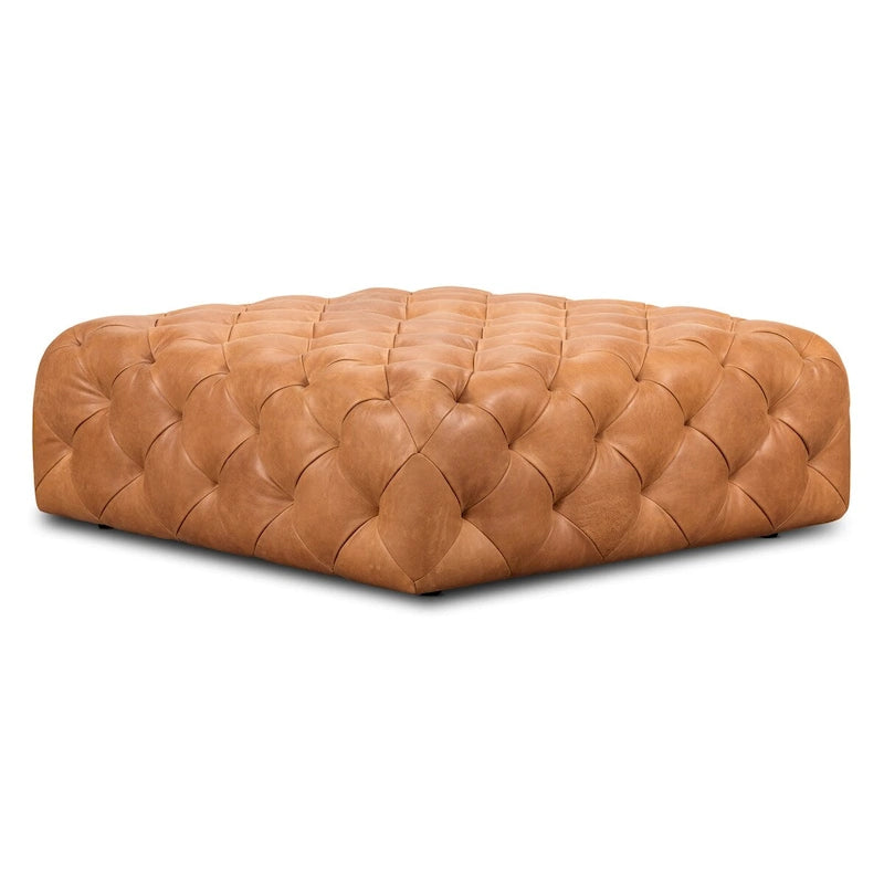 Ottoman en cuir cognac