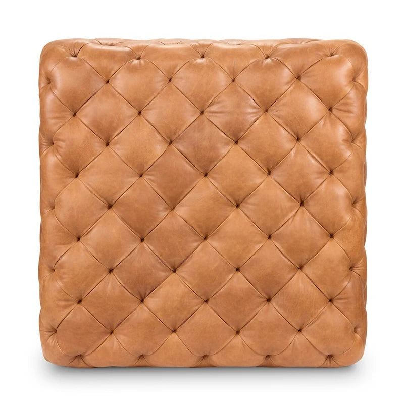 Ottoman en cuir cognac