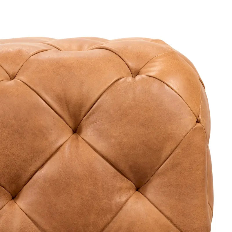 Ottoman en cuir cognac