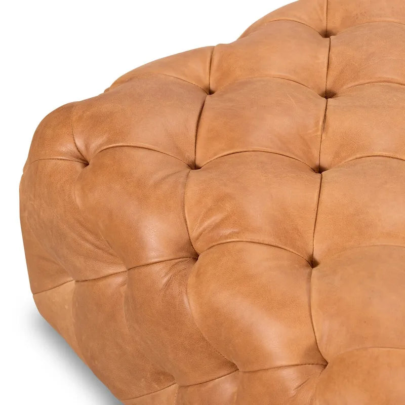 Ottoman en cuir cognac