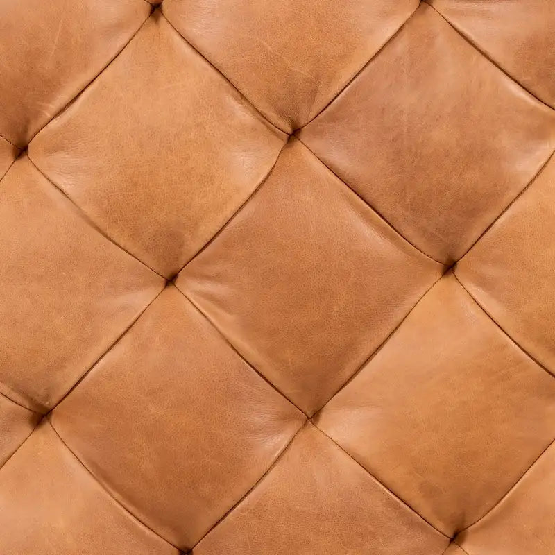 Ottoman en cuir cognac